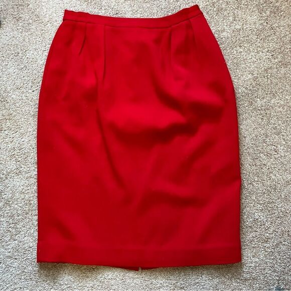 Vintage Red Wool Pencil Skirt - Picture 1 of 5